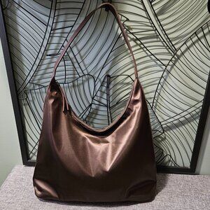 Hush | Gorgeous Satin Chocolate Brown Scoop Tote Bag - Like New!